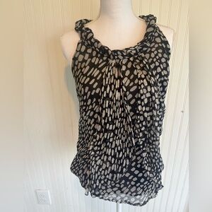 Cynthia Rowley Black White Dot Print Hi Low Sleeveless Top XL